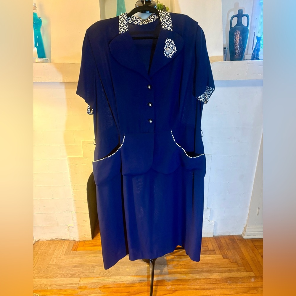 Vintage Blue Dress Suit with Beautiful Detailing